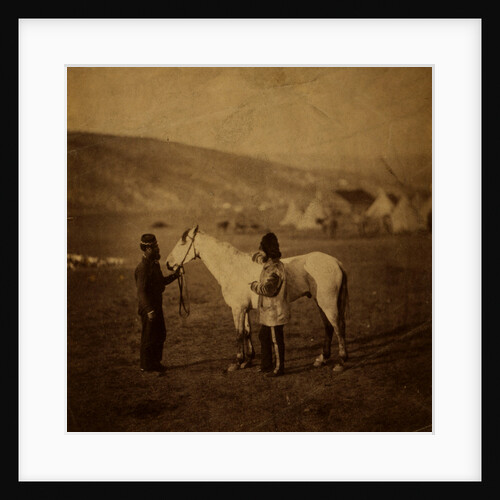 Colonel Clarke, Scots' Greys, with the horse wounded at Balaklava, Crimean War by Roger Fenton