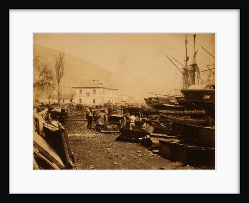 Landing place, Ordnance Wharf, Balaklava, Genoese Castle, Crimean War by Roger Fenton