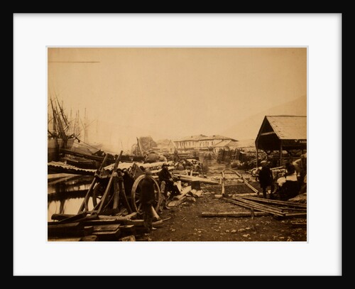 Landing place, railway stores, Balaklava, looking up the harbour, Crimean War by Roger Fenton