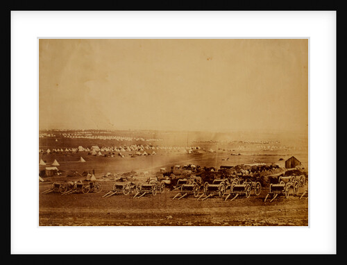 Kamara Heights in the distance, artillery waggons in the foreground, Crimean War by Roger Fenton