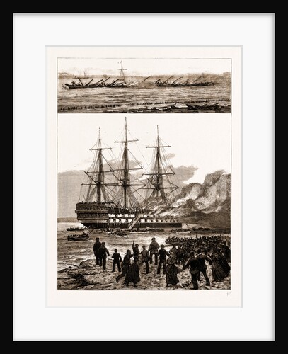 The Burning Of The Training Ship goliath, 1876:1. The Remains Of The Vessel. 2. The Vessel On Fire. by Anonymous