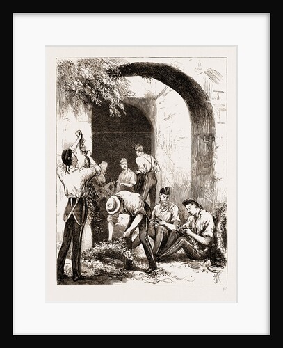 The Prince Of Wales At Gibraltar, 1876: Soldiers Vaking Decorations In The Old Sally-port Of The Fortress by Anonymous