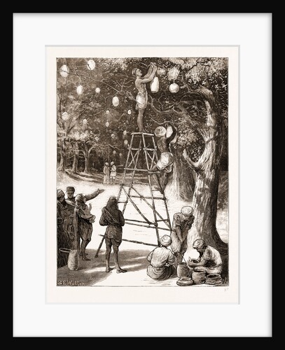 Natives Preparing Illuminations On The Esplanade, Bombay by Anonymous