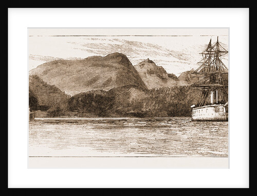 H.M.S. Comus At Burrard Inlet, The Present Terminus Of The Canadian Pacific Railway by Anonymous