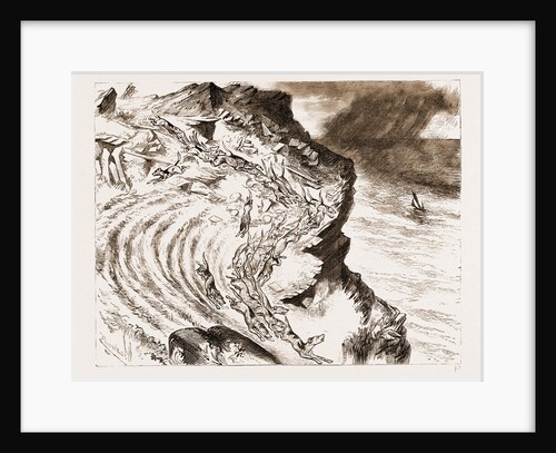 A Cornish Fox Hunt: A Run Down The Cliff: A Sketch From Tintagel, UK by Anonymous