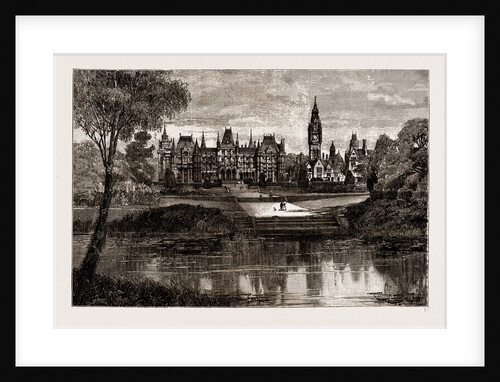 Eaton Hall: View Of The Hall And Lake, UK, 1886 by Anonymous