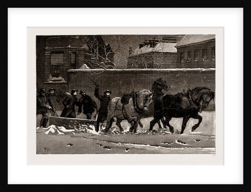 The Recent Frost And Snow Storm In London: A Snow-plough At Work At Earl's Court, London, UK, 1886 by Anonymous