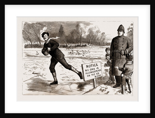 The Recent Frost And Snow Storm In London: Danger! A Scene In St. James's Park, UK, 1886 by Anonymous