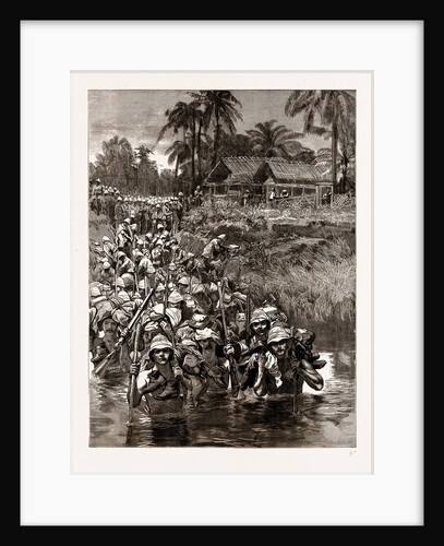 With The Tonghoo Field Force, Burma: Somersetshire Light Infantry Crossing The Twsa River, 1886 by Anonymous