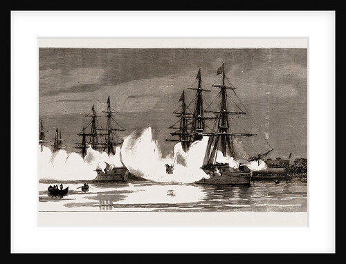 The Squadron At Rangoon Firing A Salute Of Thirty-one Guns On The Receipt Of The News Of King Theebaw's Submission, 1886 by Anonymous