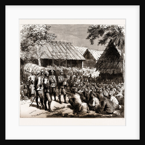 Captain Eyre, Political Officer, Reading The Proclamation To The Natives The Day After The Action At Koolee Gyoung, 1886 by Anonymous