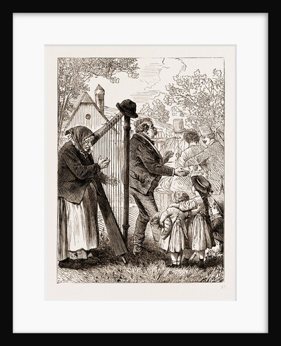 A Harpist, Vienna Engraving 1873 by Anonymous