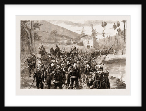 Republican Volunteers In Pursuit Of Carlists In The Catalonian Mountain, Spain 1873 by Anonymous