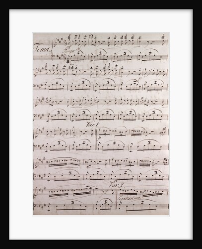 Handwritten sheet music, tema, tempo by Anonymous