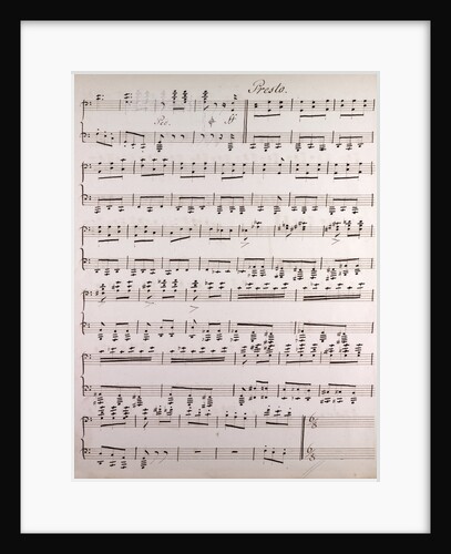Handwritten sheet music, presto by Anonymous