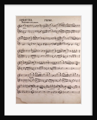 Handwritten sheet music, sonatina primo, moderato e con amore, dolce by Anonymous