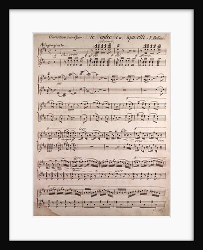 Ouverture of the Opera Die Montecchi and apuletti from Bellini, handwritten sheet music by Anonymous