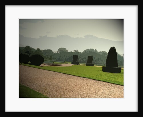 Topiary at Sudbury Hall. Gardens overlooking the lake to the rear of the Hall by Irene Johnson