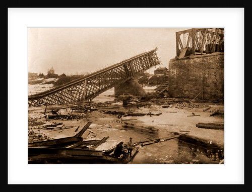 Bridge near Jambourg, on the river Luga, destroyed and the city was taken by the Red army in August 1919, Russia by Anonymous