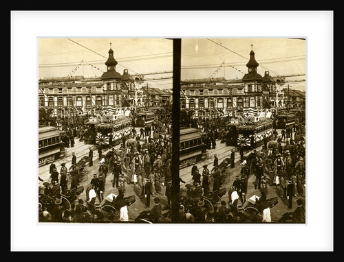 Crowds on a Tokyo street, near the train station(?) by Anonymous