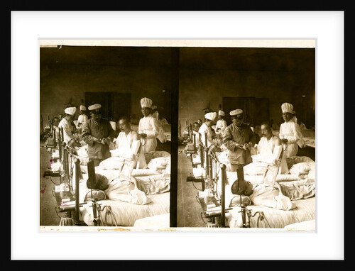 Nurses and a doctor attending wounded soldiers on a hospital ward by Anonymous