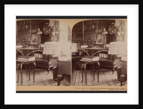 The place where Roosevelt stood while taking the President's oath of office - library, Wilcox residence, Buffalo, N.Y. by Anonymous