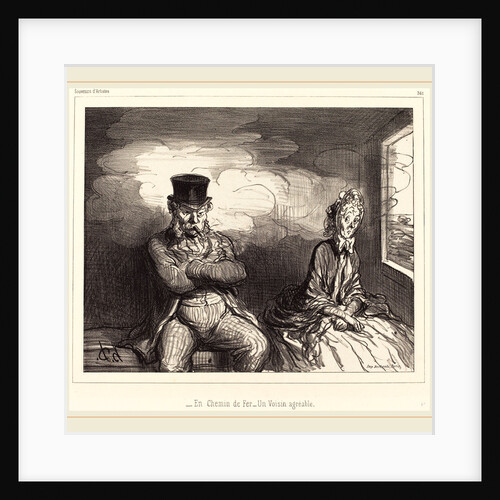 En Chemin de fer un voisin agréable, 1862 by Honoré Daumier