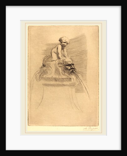 Small Fountain, Child Playing on the Grotesques by Alphonse Legros