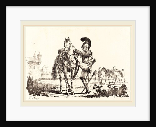 Carabinier Mounting a Horse by Carle Vernet