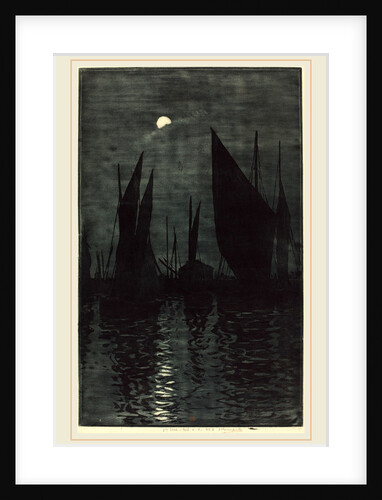 Moonlight in the Harbor at Dieppe, c. 1885 by Henri-Charles Guérard