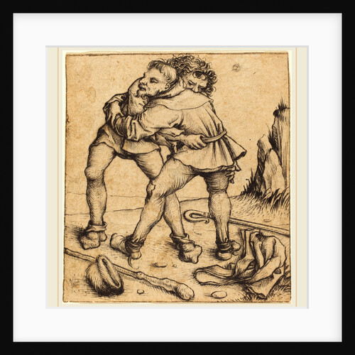 Two Peasants Fighting by Master of the Housebook