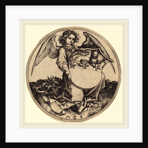 Shield with Lion, Held by Angel by Martin Schongauer