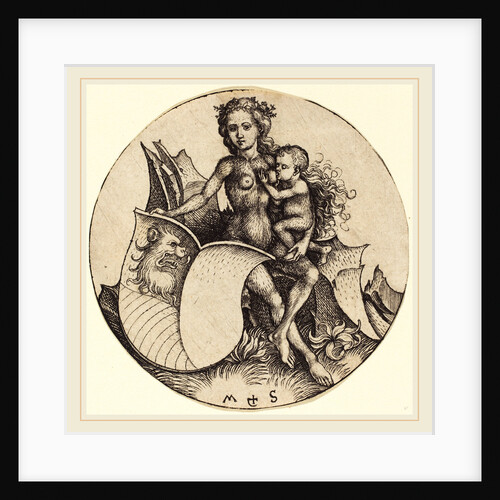 Shield with Lion's Head, Held by Wild Woman by Martin Schongauer