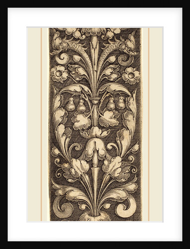 Sprig of Ornamental Foliage with Two Masks and Two Dolphins, 1530 by Heinrich Aldegrever