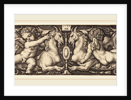 Ornament with Two Genii Riding on Two Chimeras, 1544 by Sebald Beham