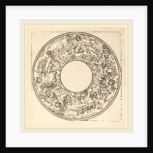 Bacchus in a Cart, punch engraving by Master IS.