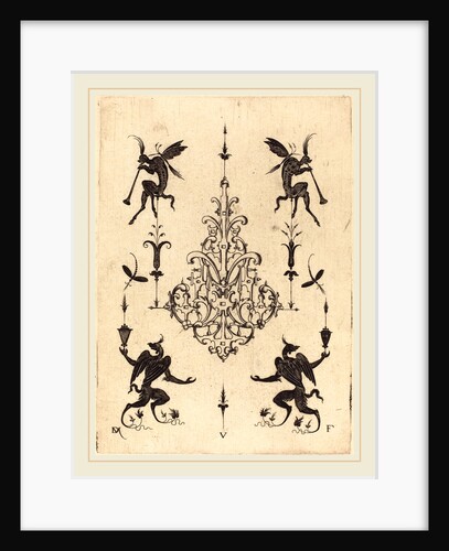 Brooch with Fantasy Creatures Blowing Horns at Top and Winged Griffins at Bottom, 1596 by Daniel Mignot