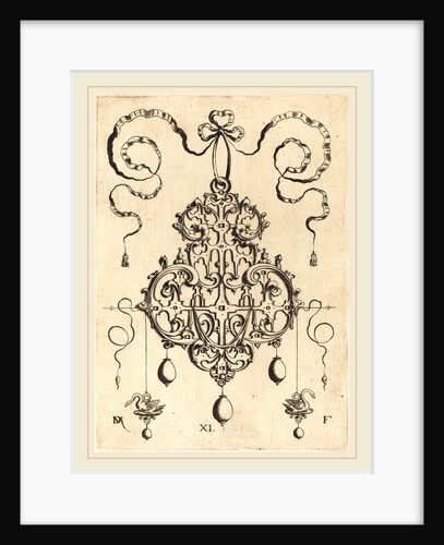 Strapwork Pendant with Two Swans as Earrings at Left and Right by Daniel Mignot