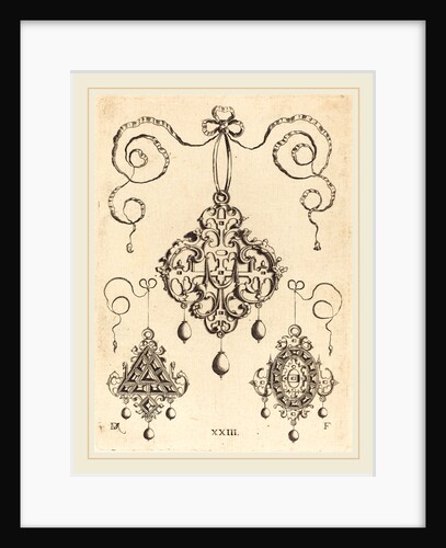 Three Strapwork Pendants, The Lower Ones Triangular and Oval by Daniel Mignot