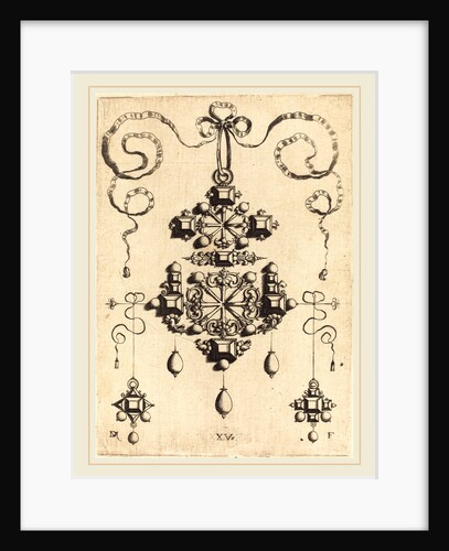 Pendant with Two Double Crosses, Surrounded by Four Diamond-Shaped Stones, Five Table-Stones, and Thirteen Pearls by Daniel Mignot