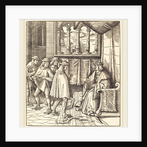 A King on a Throne, before him Four Men by Leonhard Beck