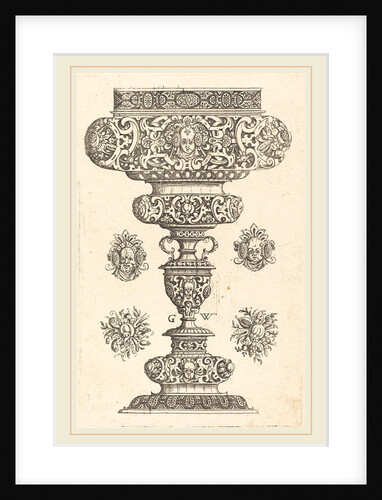 Goblet, rim decorated with masque and bouquet of fruit by Georg Wechter I