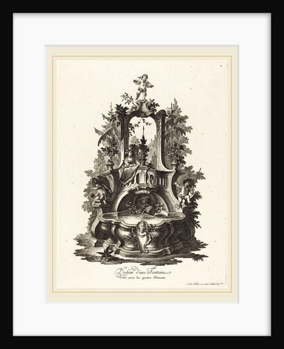 Dessein d'une Fontaine orné avec les quatre Elements by Johann Esaias Nilson