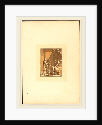 Roman Sacrifice, 1780, chiaroscuro aquatint in dark and light brown by Katharina Prestel