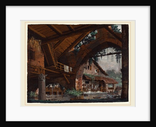 Architectural Fantasy of Antique Ruins with a Watermill, 1760s by Caspar Wolf