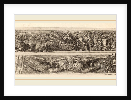 Two Ornamental Bands with Chained Leopards and Eagles, probably 1648 by Stefano Della Bella