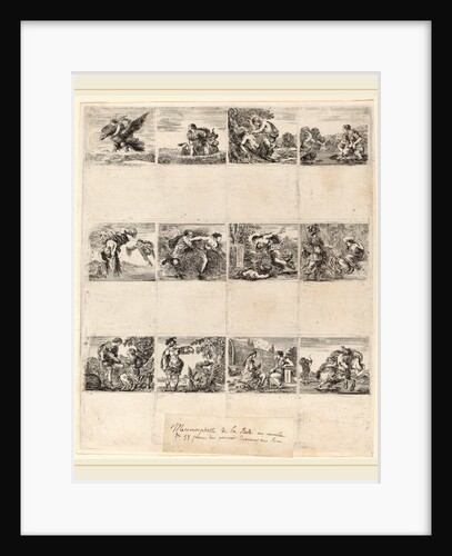 Mythological Playing Cards, 1644, 12 etchings on one sheet by Stefano Della Bella