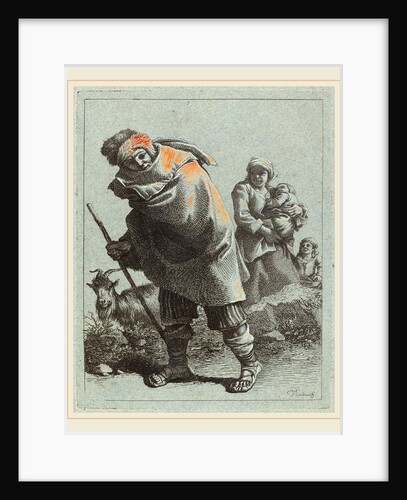 Shepherd with Walking Stick and a Peasant Woman with Child by Francesco Londonio