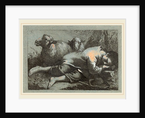Peasant Boy Asleep near Two Sheep by Francesco Londonio
