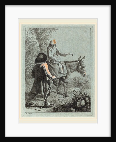 Peasant Woman Seated on a Donkey and a Peasant Man by Francesco Londonio